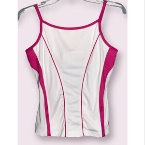 Bolle White With Pink High Performance Athletic Tennis Sport Tank Top S